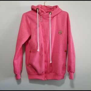 Pink | zip up | hooded sweatshirt | M